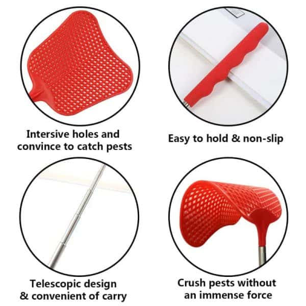 Flexible Fly Swatters with Strong Telescopic Handles