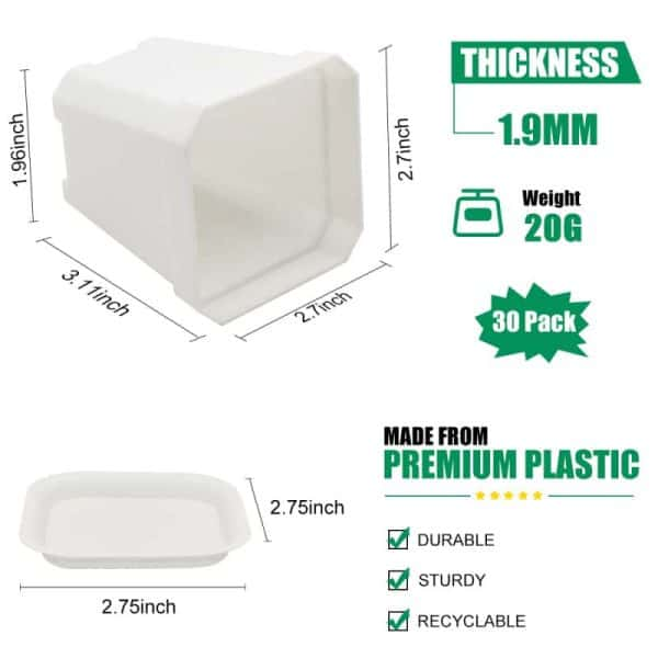 3" Nursery Pot Thick Plastic Square Flower Planting Pots with Saucers