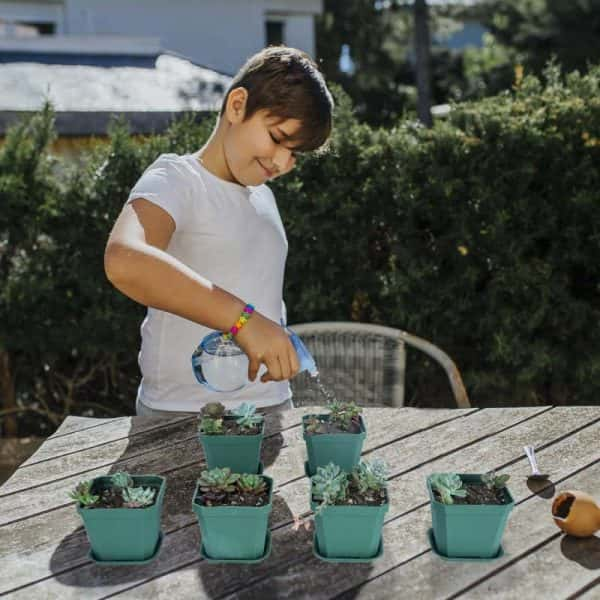 4" Nursery Pot Thick Plastic Square Flower Planting Pots with Saucers