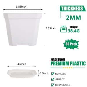 4" Nursery Pot Thick Plastic Square Flower Planting Pots with Saucers
