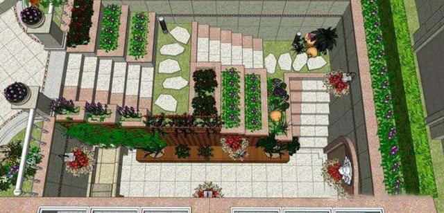 Courtyard decoration renderings | How to decorate a sunken courtyard to look good?