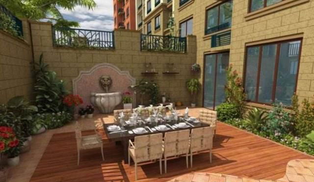 Courtyard decoration renderings | How to decorate a sunken courtyard to look good?