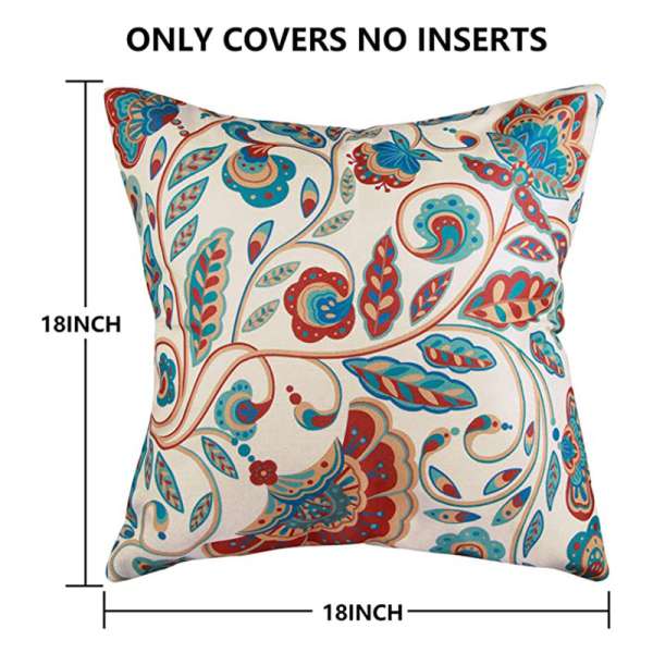 Boho Paisley Throw Pillow Covers 18x18 Vintage Floral Farmhouse Pillowcase