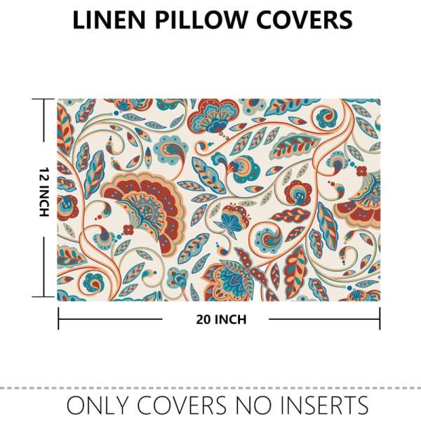 Paisley lumbar Pillow Covers Boho Vintage Floral Pillowcase