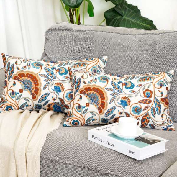 Paisley lumbar Pillow Covers Boho Vintage Floral Pillowcase