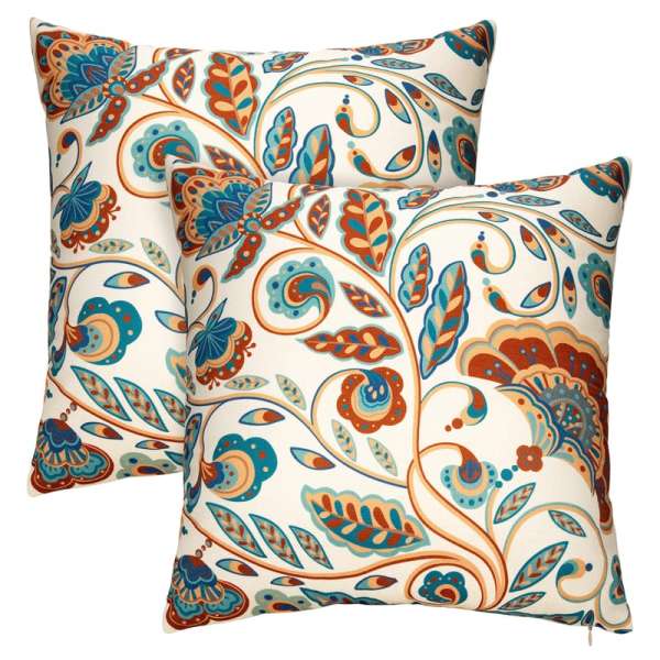 Paisley Floral Throw Pillow Covers Boho Rustic Flower Pillowcase