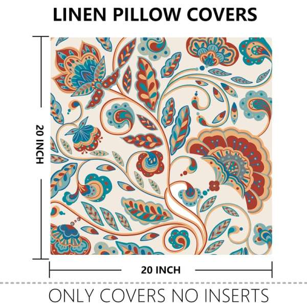 Paisley Floral Throw Pillow Covers Boho Rustic Flower Pillowcase