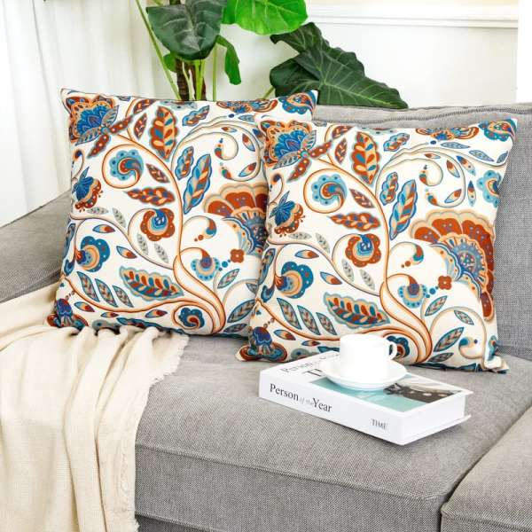 Paisley Floral Throw Pillow Covers Boho Rustic Flower Pillowcase