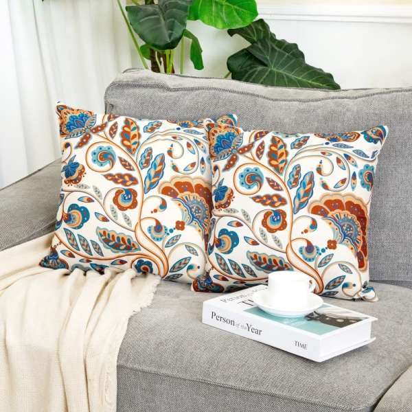 Paisley Throw Pillow Covers Boho Rustic Floral Pillowcase