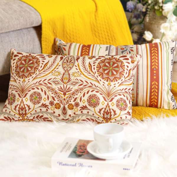 Boho lumbar Pillow Cover Geometric Floral Flower Pillowcase