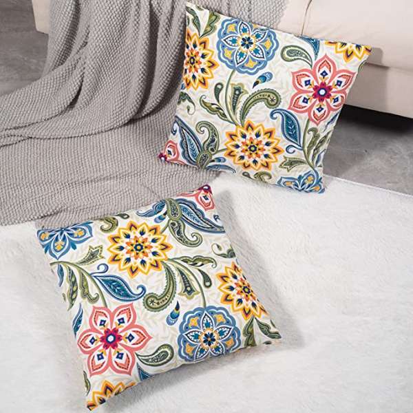 Dahlia Decorative Throw Pillow Covers Velvet Floral Paisley Pillowcase