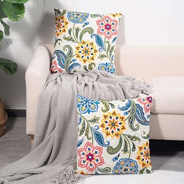 Dahlia Decorative Throw Pillow Covers Velvet Floral Paisley Pillowcase