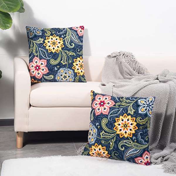 Dahlia Decorative Throw Pillow Covers Velvet Floral Paisley Pillowcase