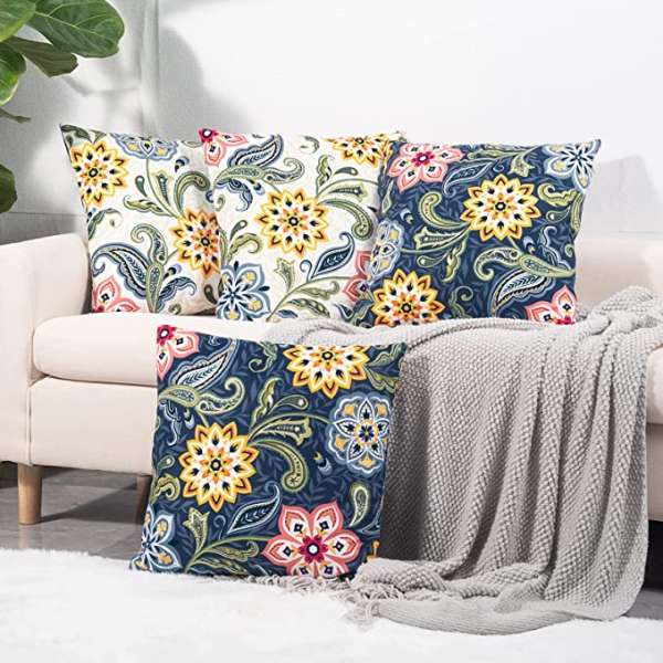 Dahlia Decorative Throw Pillow Covers Velvet Floral Paisley Pillowcase