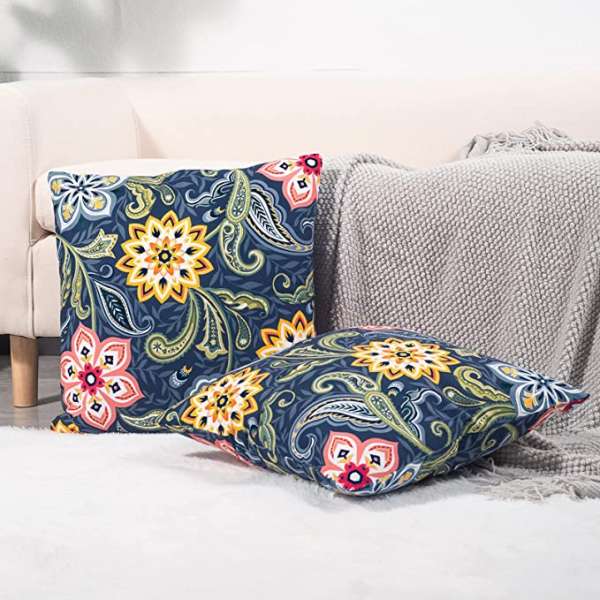 Dahlia Decorative Throw Pillow Covers Velvet Floral Paisley Pillowcase