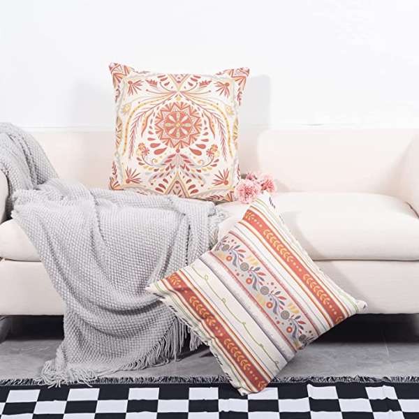 Boho Floral Throw Pillow Cover Geometric Mandala Flower Pillowcase