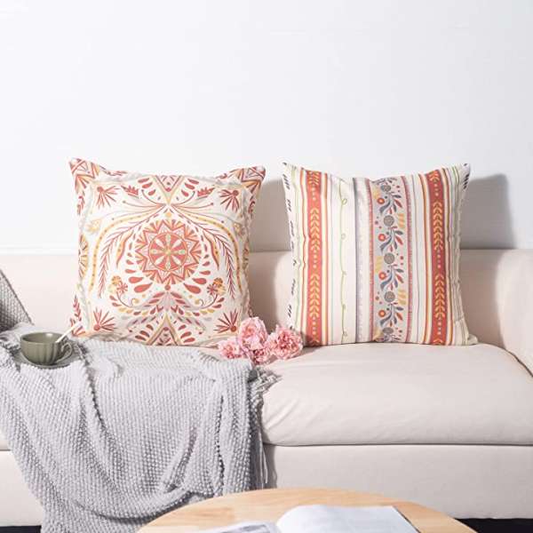 Boho Floral Throw Pillow Cover Geometric Mandala Flower Pillowcase