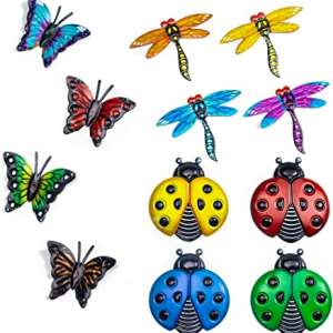 Metal Butterfly Dragonfly Ladybugs Hanging Wall Art Decor Garden Fence Sculpture