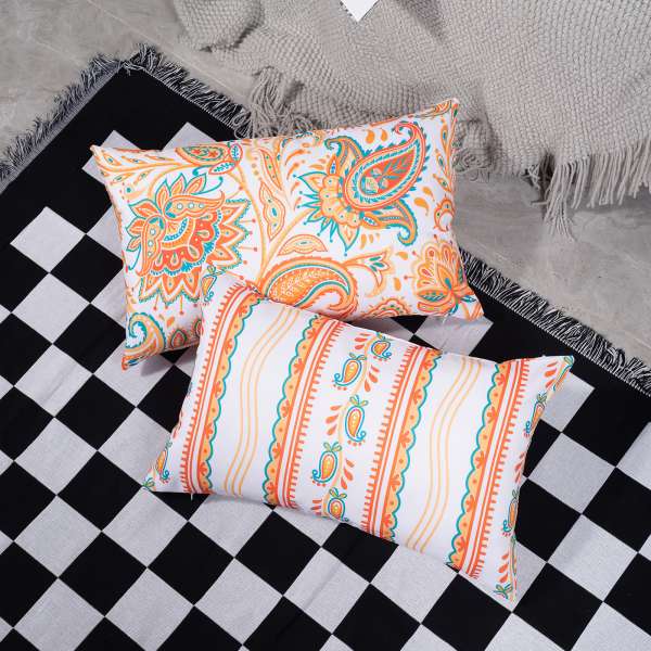 Boho Waterproof Lumbar Pillow Covers 12x20 Paisley Flower Patio Pillowcase