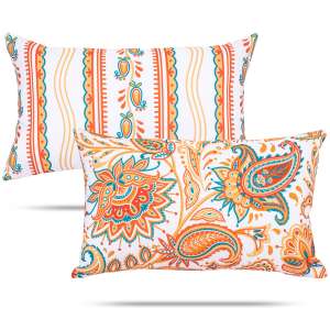 Boho Outdoor Waterproof Pillow Covers 12x20 Paisley Flower Lumbar Pillowcase