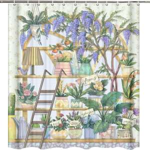 foxany Boho Botanical Shower Curtain for Bathroom, 72”×72” Vintage Flower Fabric Shower Curtains Sets, Tropical Green Plant Bath Shower Stall Curtains with Metal Grommet and 12 Hooks