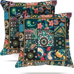 foxany Boho Mandala Throw Pillow Covers