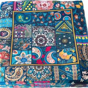 foxany Boho Mandala Floor Pillow Covers, Hippie Bohemian Paisley Meditation Cushion Case, Geometric Flower Patchwork Square Yoga Seating Cushion Covers Home Room Decor